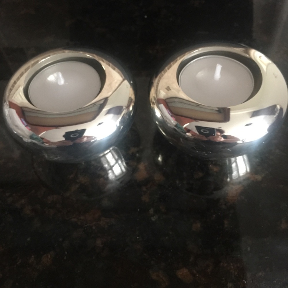 S/2 Richard Silver plated Candle Holders-NEW